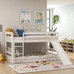 Twin over Twin Low Bunk Bed with Slide and Ladder