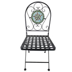 Outsunny 3pc Bistro Mosaic Set Dining Outdoor 2 Seater Folding Chairs