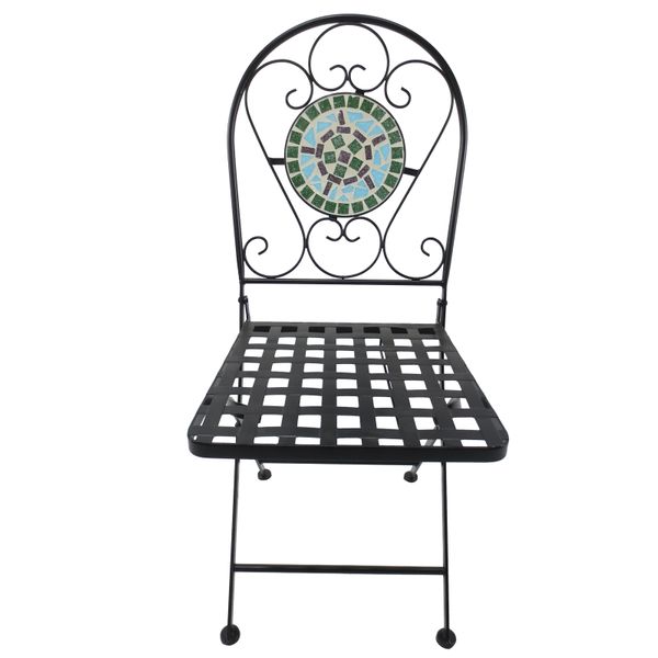 Outsunny 3pc Bistro Mosaic Set Dining Outdoor 2 Seater Folding Chairs