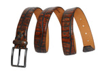 Vegas Brown Blue Leather Men Belt