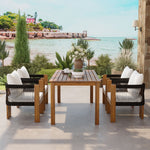 Luxury 5-Piece Outdoor Patio Dining Set for 4, Solid Acacia Wood