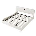 King Size Luxurious Faux Leather Upholstered Platform Bed with