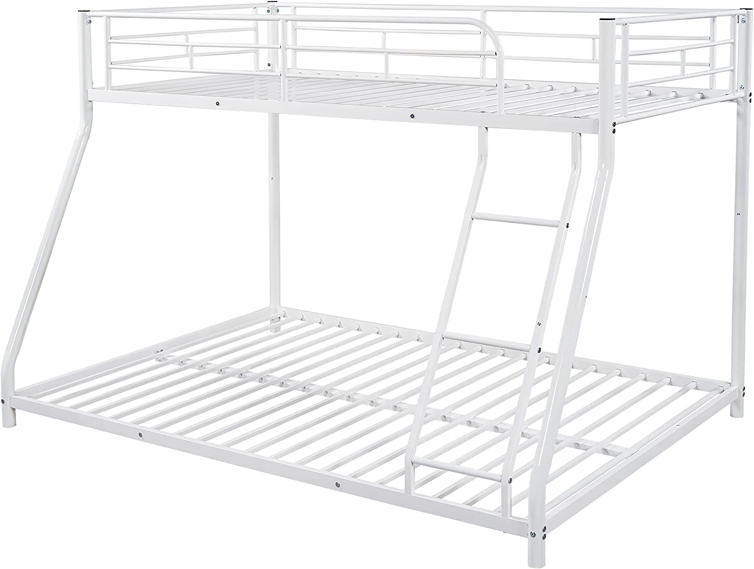 Twin Over Full Metal Bunk Bed With Flat Ladder Guard Rail