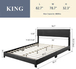 King Size Upholstered Platform Bed Frame With Adjustable Headboard