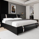 Queen Faux Leather Bed Frame With Adjustable Headboard