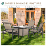 5 Piece Garden Patio Dining Set, Steel, Outdoor Conversation Set,