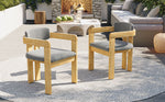 Set of 2 Outdoor Acacia Wood Dining Chairs with Cushions, Modern Solid