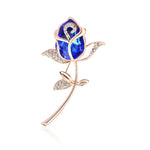 Red Created Rhinestone Crystal Brooch Classy Rose Flower Fashion Pin Gift for Women (Blue)