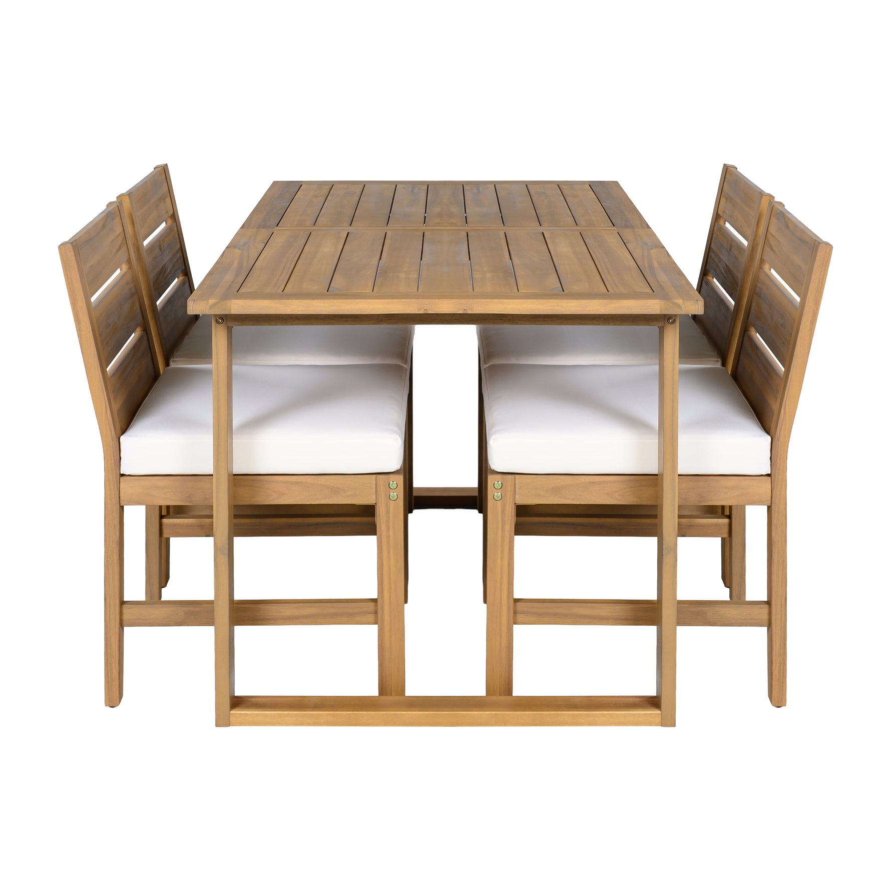 Farmhouse 5-Piece Outdoor Patio Dining Set with Adjustable Legs,Acacia