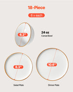 18 PCS Dinnerware Set Ceramic Plates And Bowls Sets Service For 6