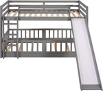 Gray Twin Over Twin Bunk Bed With Slide And Ladder