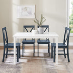Navy Blue Farmhouse Dining Table And X Back Chairs Set