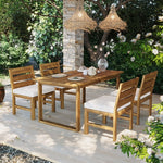 Farmhouse 5-Piece Outdoor Patio Dining Set with Adjustable Legs,Acacia