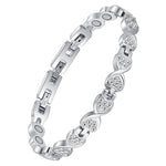 Jecanori Magnetic Bracelets for Women Ultra Strength 3800 Gauss Stainless Steel Magnet Bracelet Heart Crystal Bracelet with Sizing Tool