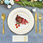 Set Of 175Pcs Disposable Gold Dinnerware Set Gold Rim Plastic Plates
