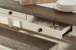 Bolanburg Farmhouse Dining Table Drawers Whitewash Seats 6