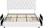 Queen Upholstered Bed Frame With Under Bed Drawers