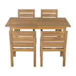 Farmhouse 5-Piece Outdoor Patio Dining Set with Adjustable Legs,Acacia
