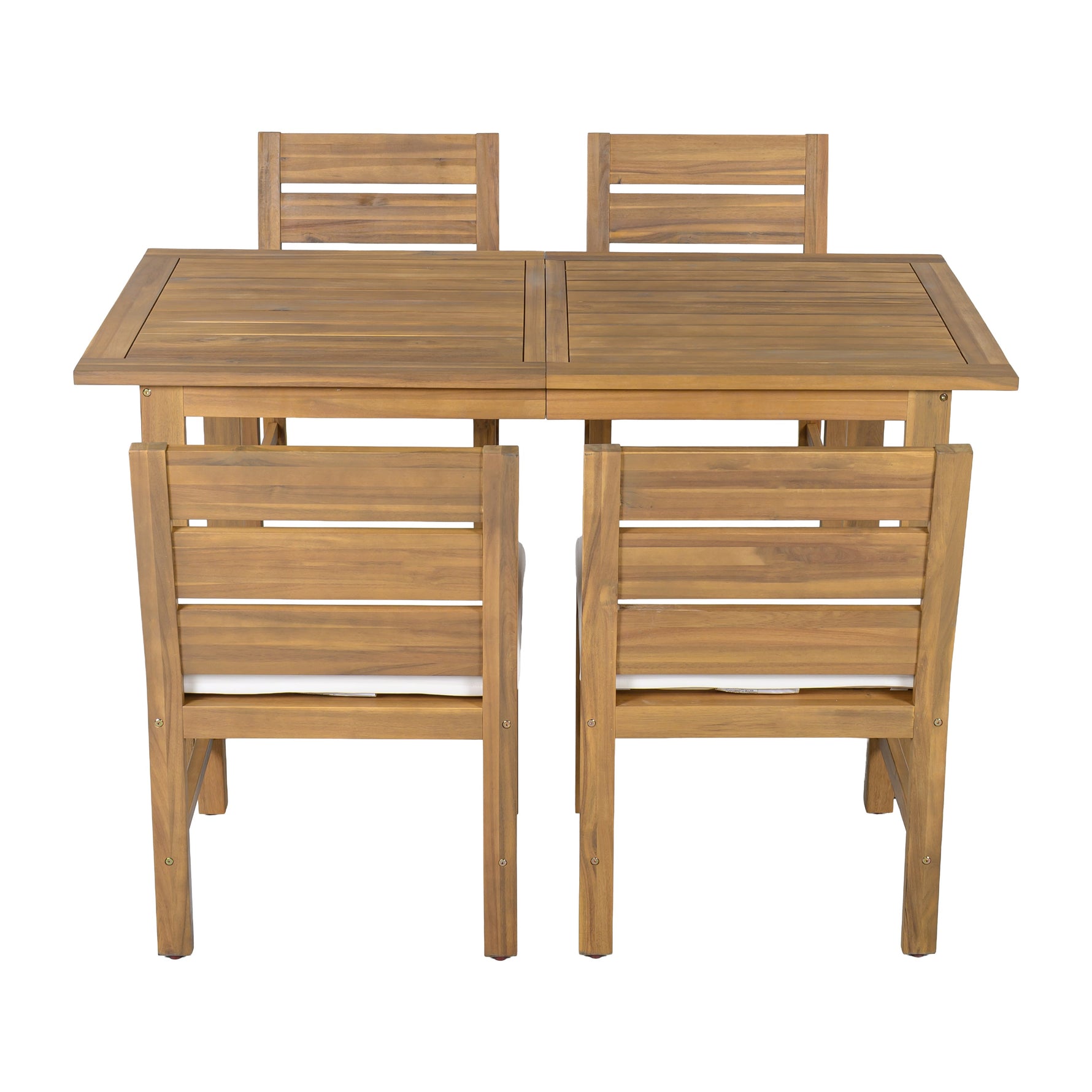 Farmhouse 5-Piece Outdoor Patio Dining Set with Adjustable Legs,Acacia