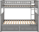 Grey Twin Bunk Bed With Storage Drawers Safety Rail