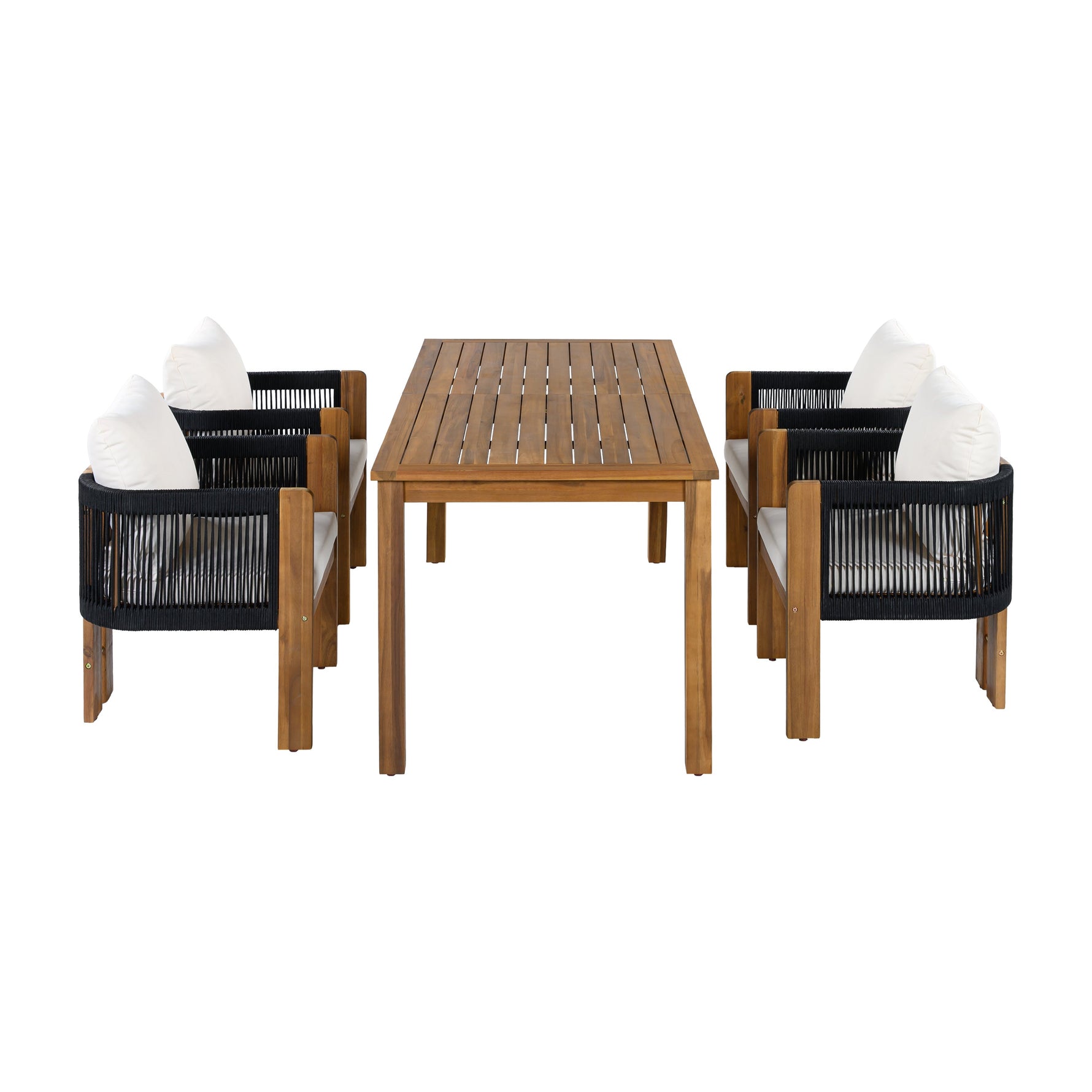 Luxury 5-Piece Outdoor Patio Dining Set for 4, Solid Acacia Wood