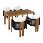 Luxury 5-Piece Outdoor Patio Dining Set for 4, Solid Acacia Wood