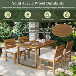 Farmhouse 5-Piece Outdoor Patio Dining Set with Adjustable Legs,Acacia