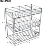 Black Triple Metal Bunk Bed Twin XL Full Queen Sizes