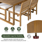 Farmhouse 5-Piece Outdoor Patio Dining Set with Adjustable Legs,Acacia
