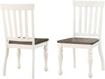 Dining Chair Set of 2 Two Tone Ivory Charcoal Slat Back