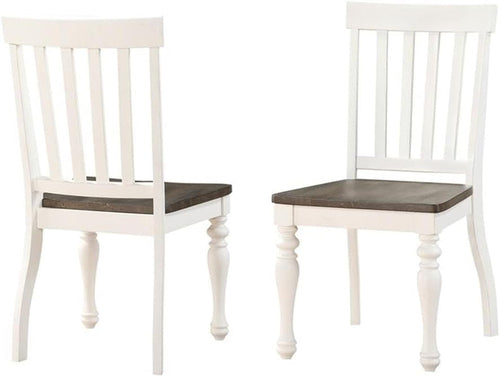 Dining Chair Set of 2 Two Tone Ivory Charcoal Slat Back