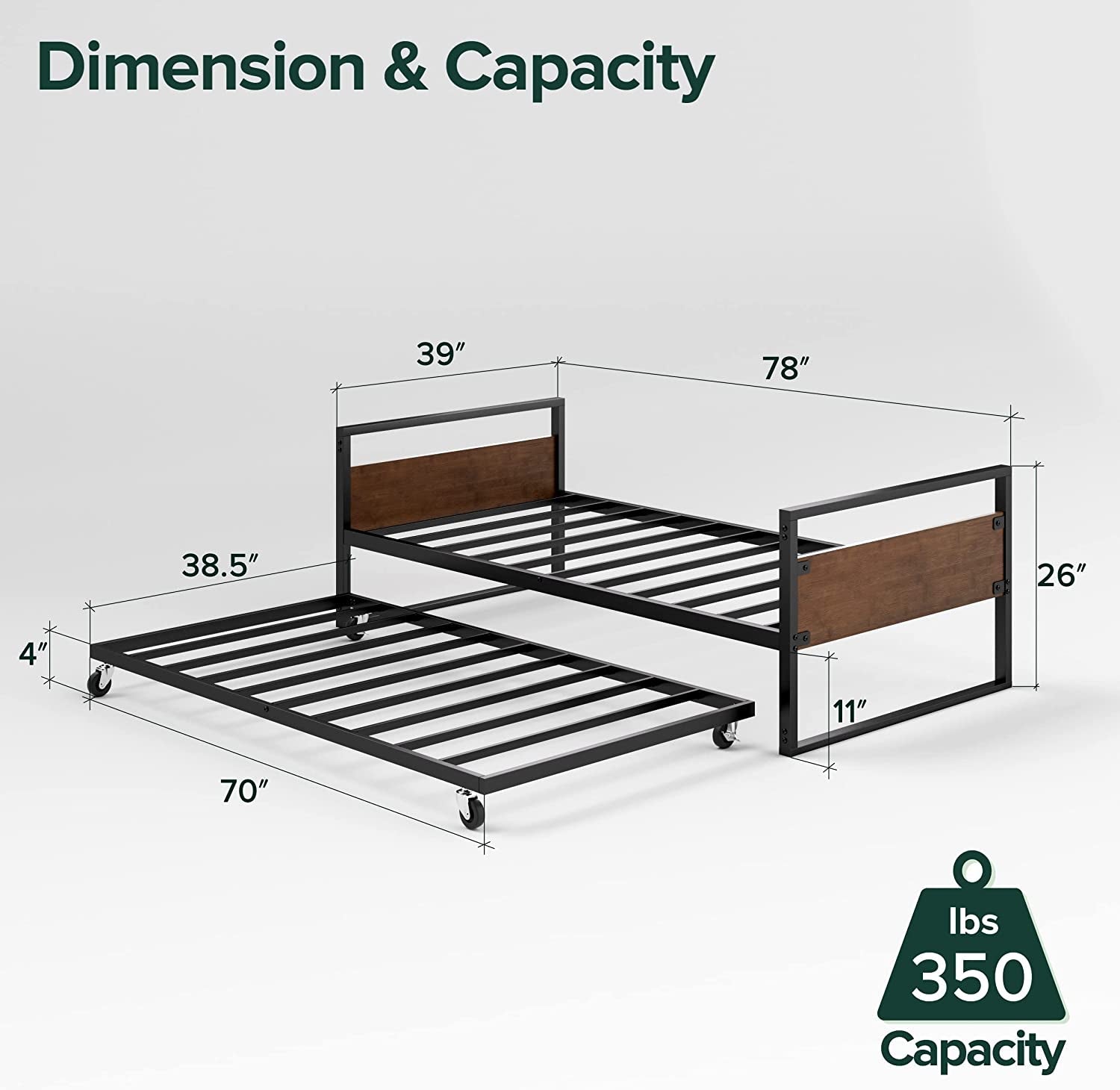 Twin Over Full Metal Bunk Beds With Trundle In Black