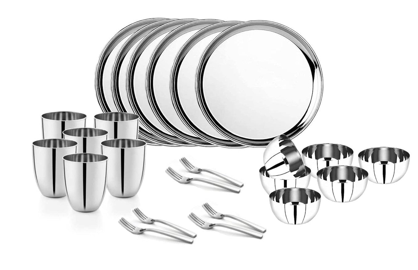 Kanshita's Rasoiware Grade Stainless Steel Dinner Set of 24-Pieces