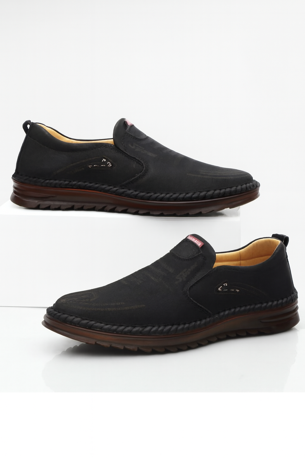 Men's Black Textured Leather Dress Shoes – Lace-Up Formal Footwear