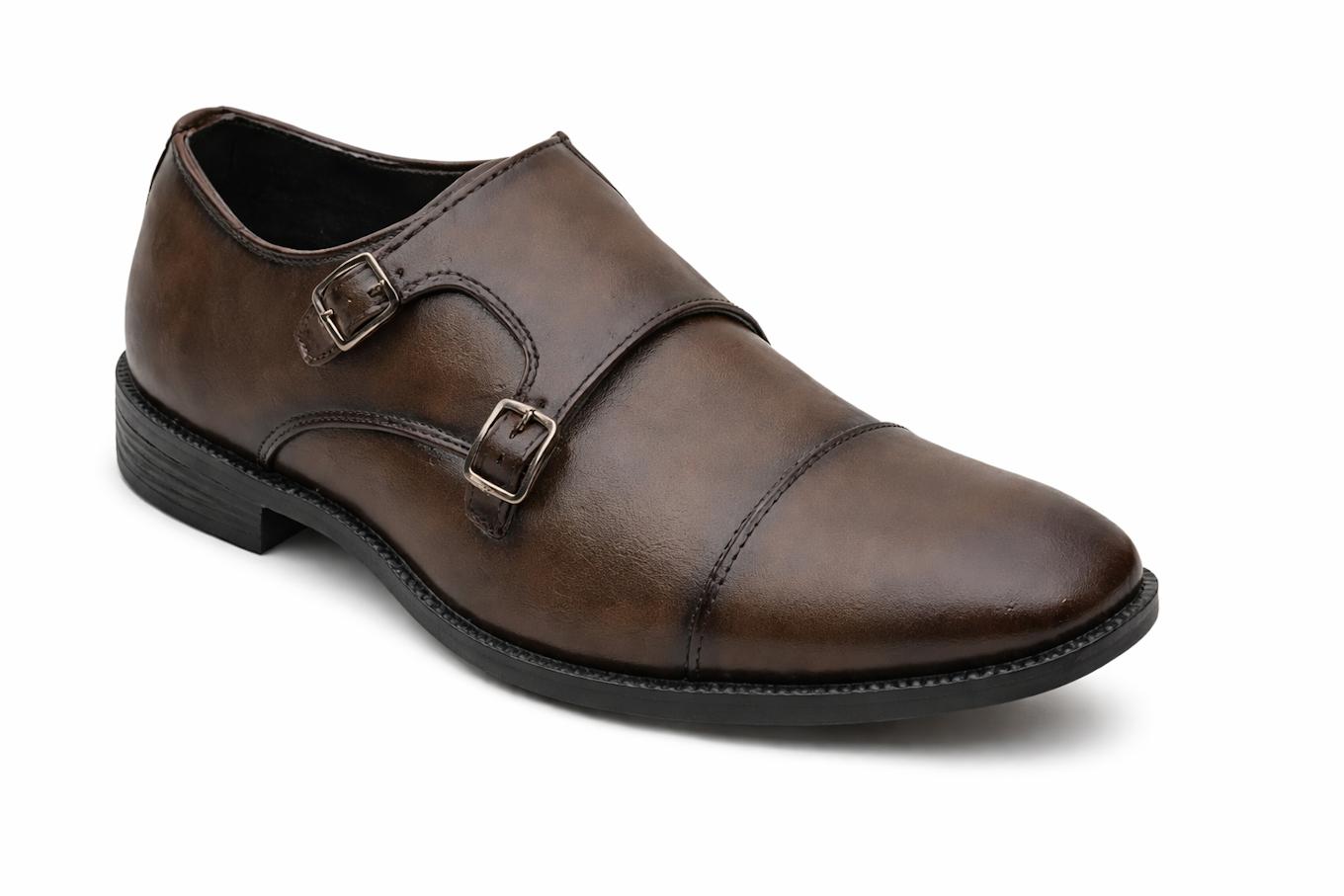 Men's Brown Double Monk Strap Dress Shoes