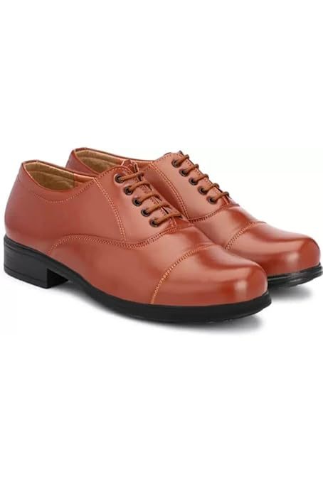 DSK Classic Tan Faux Leather Oxford Dress Shoes for Men 7 UK