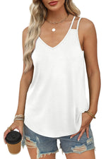 WIHOLL Flowy Tank Top for Women Summer Tops Loose Fit Spaghetti Strap Sleeveless Shirts Casual Women Camisoles White M