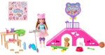 Barbie Chelsea Doll & Skate Park Playset with 2 Puppies Skate Ramp Scooter & 15+ Accessories Brunette Small Doll with Blue Eyes