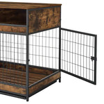 Furniture Dog Cage Double Door, Rustic Brown