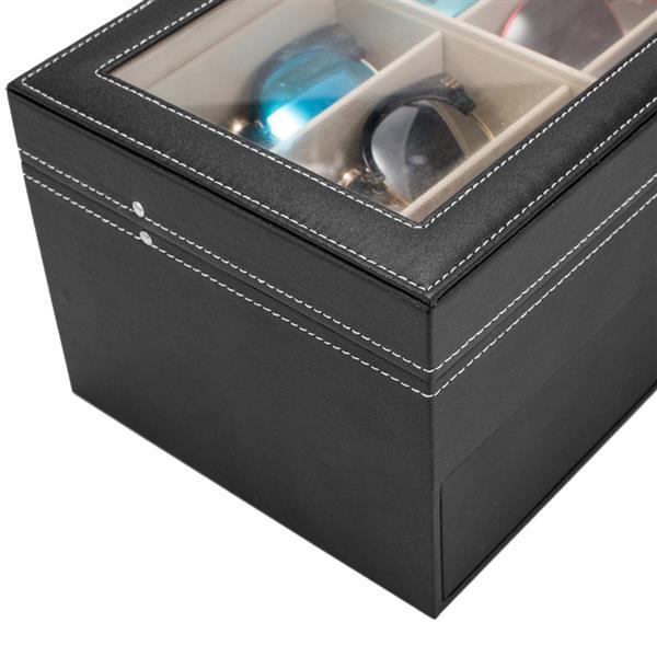 Leather 12 Piece Sun Eye Glasses Storage Box Display Drawer Case