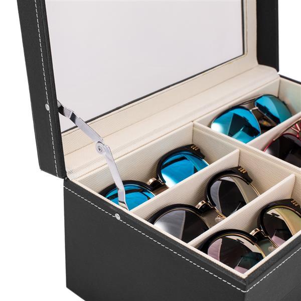 Leather 12 Piece Sun Eye Glasses Storage Box Display Drawer Case