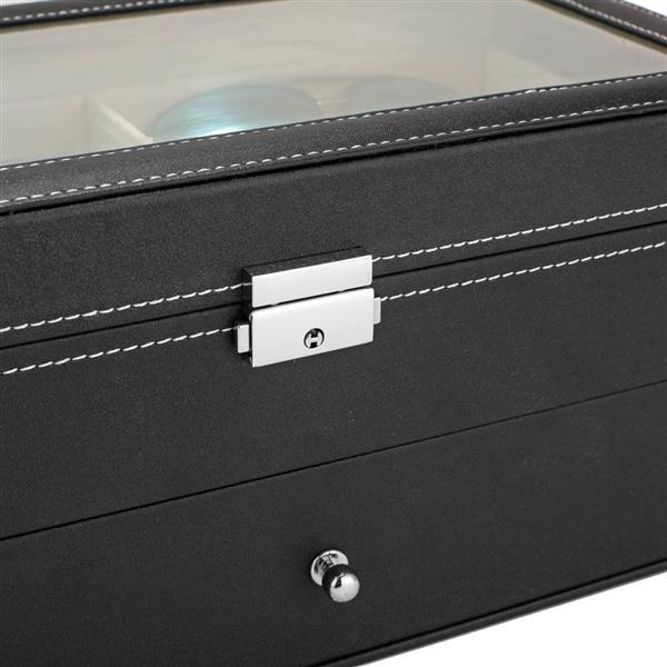 Leather 12 Piece Sun Eye Glasses Storage Box Display Drawer Case