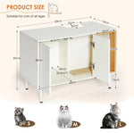 Bathroom Sink Cabinet With Cat Litter Box Enclosure, Hidden Litter Pet Washroom With Divider, Indoor Cat House For Large Cats, Wooden Cabinet Furniture, White