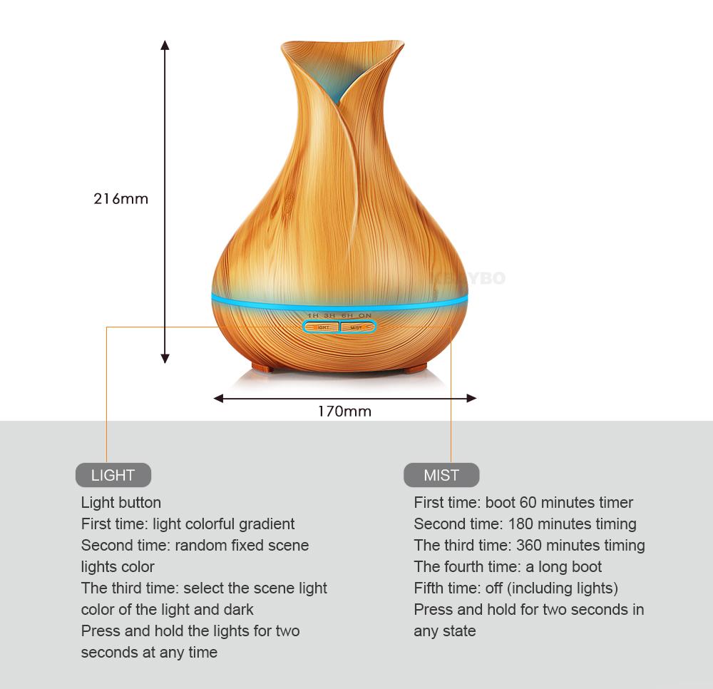 550ml Aroma Essential Oil Diffuser Ultrasonic Air Humidifier Cool Mist