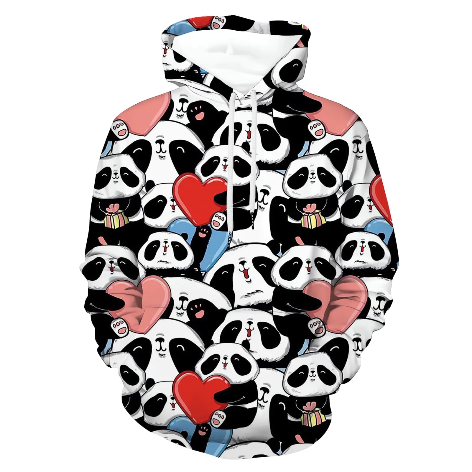 Zenzenze Heart Panda 3D Graphic Hoodies for Women Realistic Digital Print Pullover Hoodie Hooded Sweatshirt