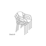 Set of 4 Patio Dining aluminum Armchair - Rod - Commercial grade -