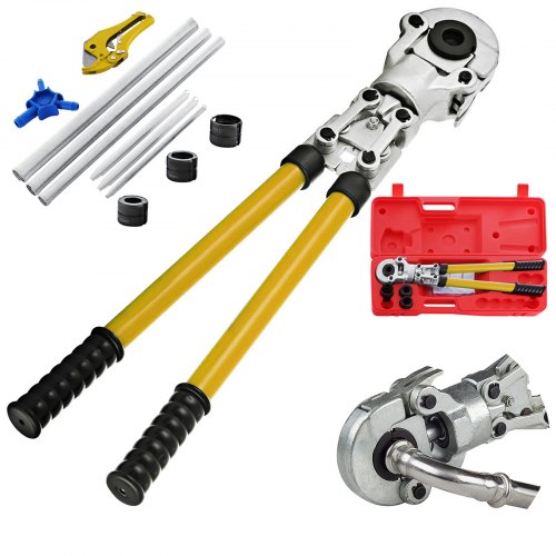 Pipe Crimping Pliers Hand Pressing Kit with 6 Pieces Tool PEX Presser