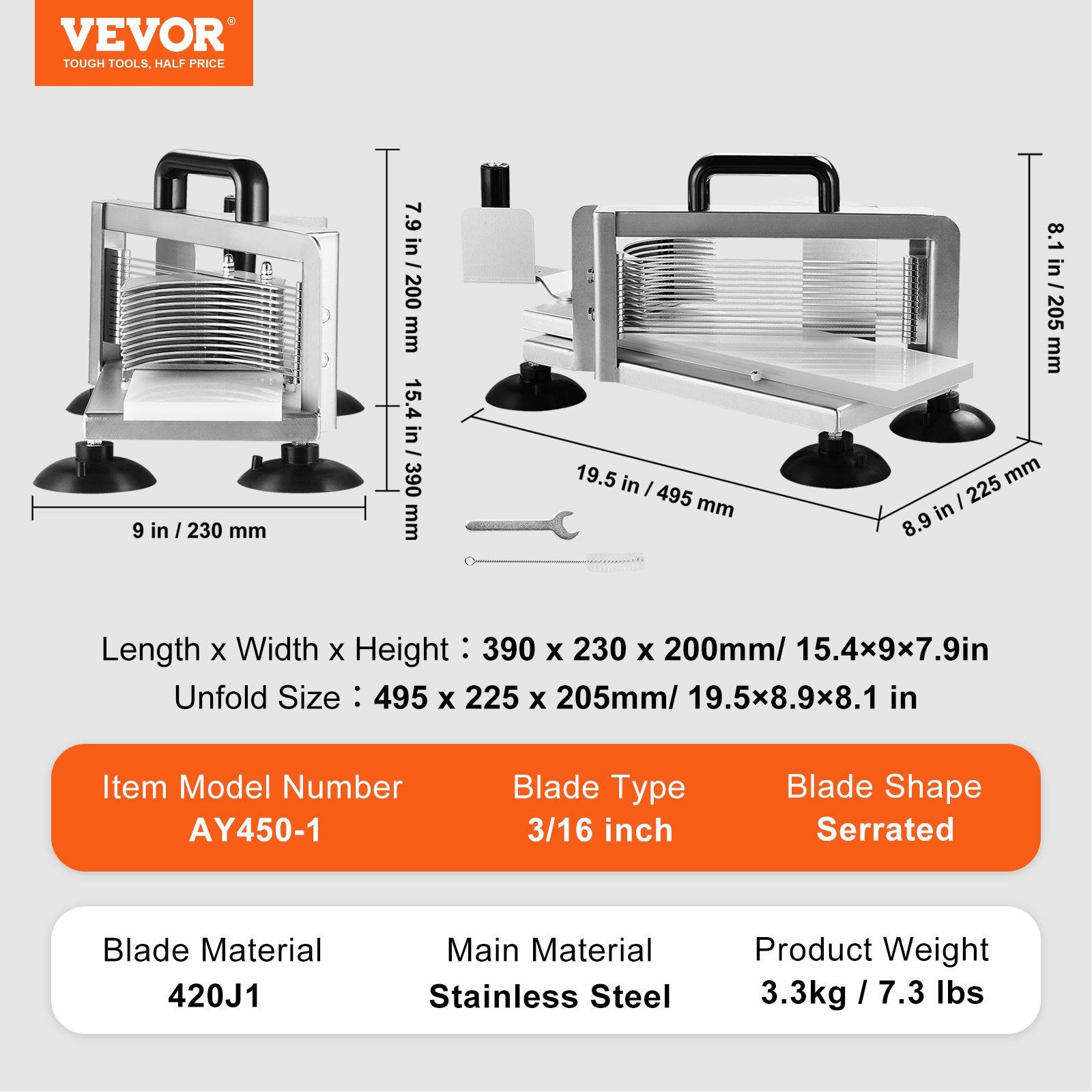 Commercial Tomato Slicer, 3/16 inch Tomato Cutter Slicer, Stainless