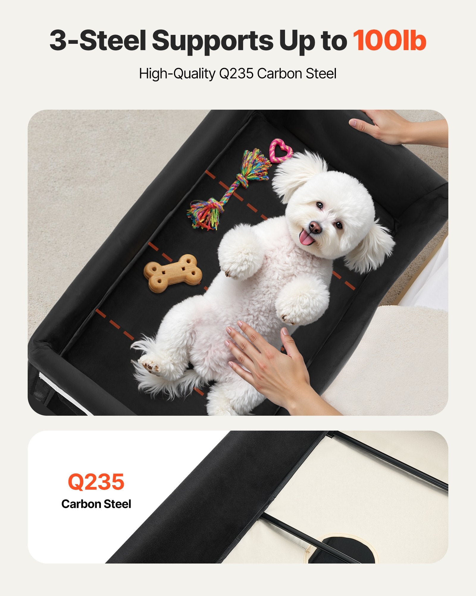 Elevated Lounge Pet Bed, Foldable Bunk Dog Bed with 600D Oxford Cloth