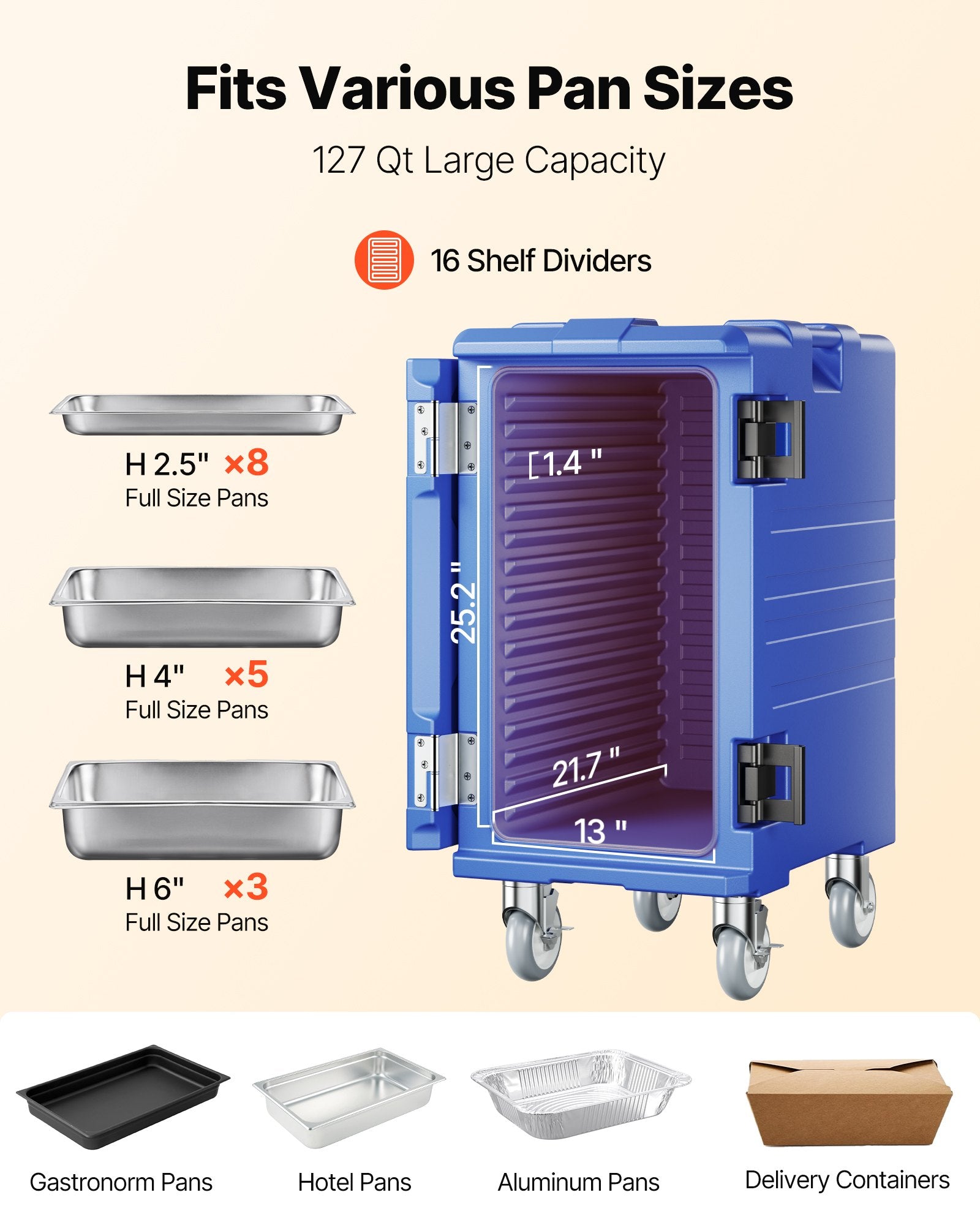 Insulated Food Pan Carrier, 127 Qt Hot Box for Catering, Food Box